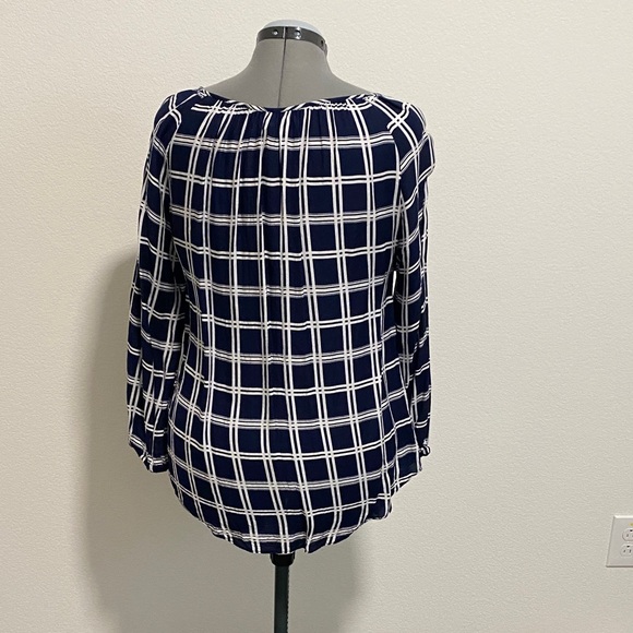 Blouse Top Medium Blue White - Picture 2 of 5